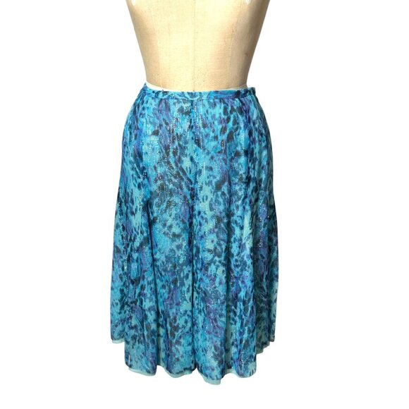 Vintage painterly crinkle silk skirt, top and shawl with gold lurex stripes - Picture 4 of 8